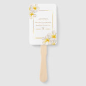 水彩フランジパニ白い結婚式プログラム ハンドファン (正面)