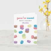 水彩フランスのマカロンあなたは誕生日 カード (黄色い花)