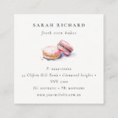 水彩フランスのマカロンベーカリーお願い スクエア名刺 (裏面)