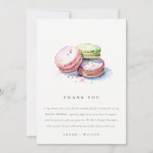 水彩フランスのマカロンベーカリーブライダルシャワー サンキューカード (正面)