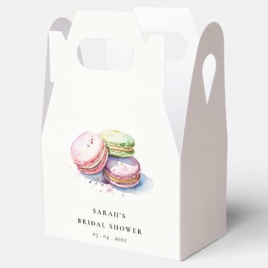 水彩フランスのマカロンベーカリーブライダルシャワー フェイバーボックス (オープン)