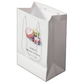 水彩フランスのマカロンベーカリーブライダルシャワー ミディアムペーパーバッグ (正面アングル)