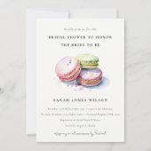 水彩フランスのマカロンベーカリーブライダルシャワー 招待状 (正面)