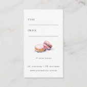 水彩フランスのマカロンベーカリー価格ラベル 名刺 (裏面)