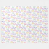 水彩フランスのマカロン フリースブランケット (正面(横))