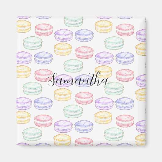 水彩フランスのマカロン マグネット (正面)