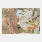 水彩フランスの国のカラフル鶏 キッチンタオル (横)