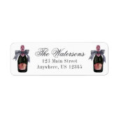 水彩フランスシャンパン ストライプのリボン付き ラベル (正面)