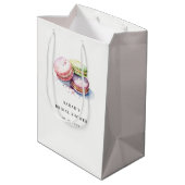 水彩フランス風マカロン専門のウェディングシャワーブラウニー ミディアムペーパーバッグ (裏面アングル)