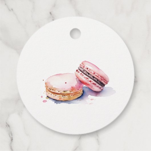 水彩フランス風マカロン専門のウェディングシャワーブラック フェイバータグ (裏面)