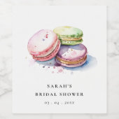 水彩フランス風マカロン専門のウェディングシャワーブランチ ワインラベル (シングルラベル)