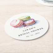 水彩フランス風マカロン専門店 ブライダルシャワー ラウンドペーパーコースター (アングル)