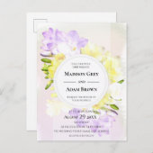 水彩フリーシア結婚花 インビテーションポストカード (正面/裏面)