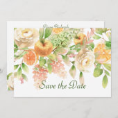 水彩フルーツとガーデンフラワー セーブザデート (正面/裏面)