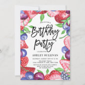 水彩フルーツのサマー誕生日パーティー 招待状 (正面)