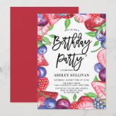 水彩フルーツのサマー誕生日パーティー 招待状 (正面/裏面)