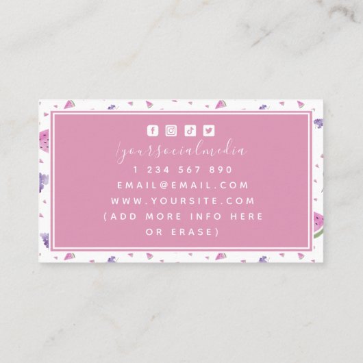 水彩フルーツのブドウとワタメロン ダイエティシャン 名刺 (裏面)