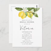水彩フルーツのレモン ウェディングシャワー 招待状 (正面/裏面)