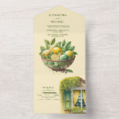 水彩フルーツのレモン デスティネーション ウェディング オールインワン招待状 (内側)