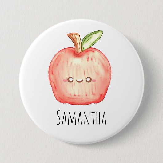 水彩フルーツアップル 缶バッジ (正面)