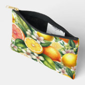 水彩フルーツオレンジ柄 アクセサリーポーチ (見開き)