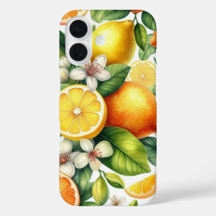 水彩フルーツオレンジ柄 iPhone 16ケース