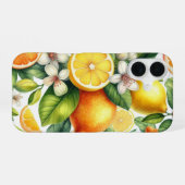 水彩フルーツオレンジ柄 iPhone 16ケース (裏面横)