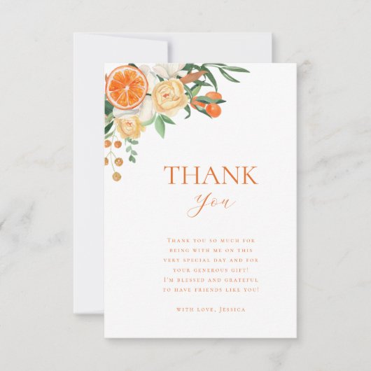 水彩フルーツ花のウェディングシャワー感謝カード サンキューカード (正面)