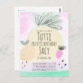 水彩フルーツ誕生日パーティー 手描き ポストカード (正面/裏面)