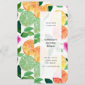 水彩フルーツ　レモン　ライム　フラワーパターン　パーティー 招待状 (正面/裏面)