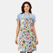 水彩フルーツ&野菜ヘルシーユニークシェフ エプロン (着用した状態)