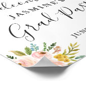 水彩フレッシュシックフローラ卒業パーティーサイン ポスター (角)