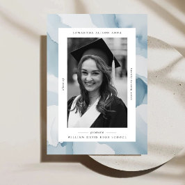 水彩フレームのエレガント卒業 案内状