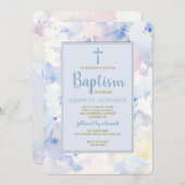 水彩フレームブルー宗教招待状 招待状 (正面/裏面)