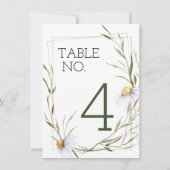 水彩フレームミニマリストテーブル番号テンプレート ノートカード (裏面)