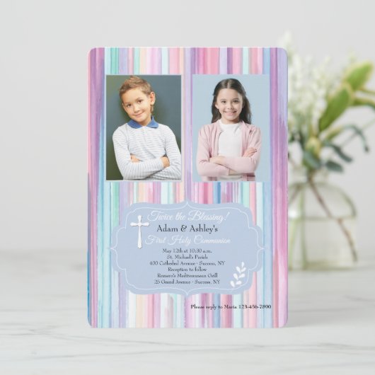 水彩フレーム宗教招待状 招待状 (スタンド正面)