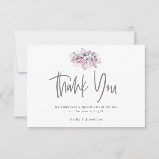 水彩フローラありがとう3 Photo Collage サンキューカード (正面)