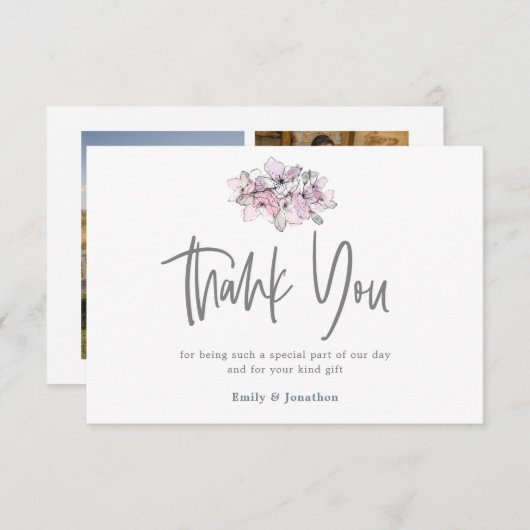 水彩フローラありがとう3 Photo Collage サンキューカード (正面/裏面)