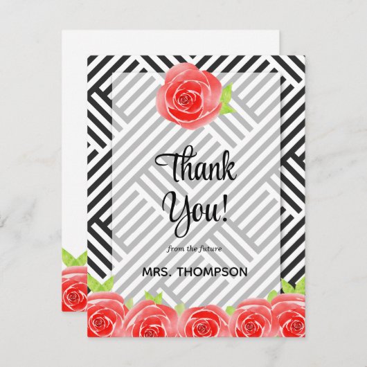 水彩フローラありがとう サンキューカード (正面/裏面)