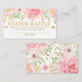 水彩フローラおむつラッフルカードガールベビー エンクロージャーカード (正面/裏面)