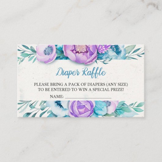 水彩フローラおむつラッフル エンクロージャーカード (正面)