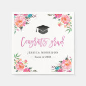 水彩フローラおめでとう大学院卒業パーティー スタンダードカクテルナプキン (正面)