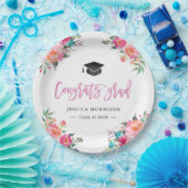 水彩フローラおめでとう大学院卒業パーティー ペーパープレート (パーティー)