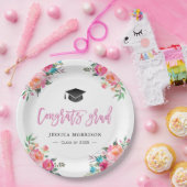 水彩フローラおめでとう大学院卒業パーティー ペーパープレート (パーティー)