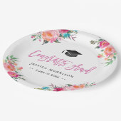 水彩フローラおめでとう大学院卒業パーティー ペーパープレート (アングル)