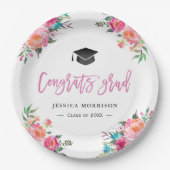 水彩フローラおめでとう大学院卒業パーティー ペーパープレート (正面)