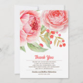水彩フローラお礼結婚の写真カード サンキューカード (正面)