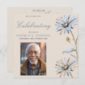 水彩フローラお祝いの写真 招待状 (正面/裏面)