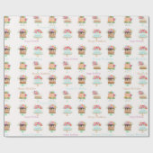 水彩フローラお誕生日ケーキ ラッピングペーパー (フラット)