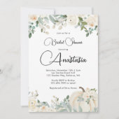 水彩フローラかぼちゃ秋ブライダルシャワー 招待状 (正面)